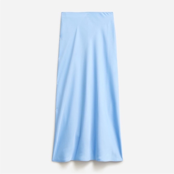 J Crew Gwyneth Slip Skirt Light Baby Blue Satin Midi Pull-On Size Large L NWT - Picture 4 of 13